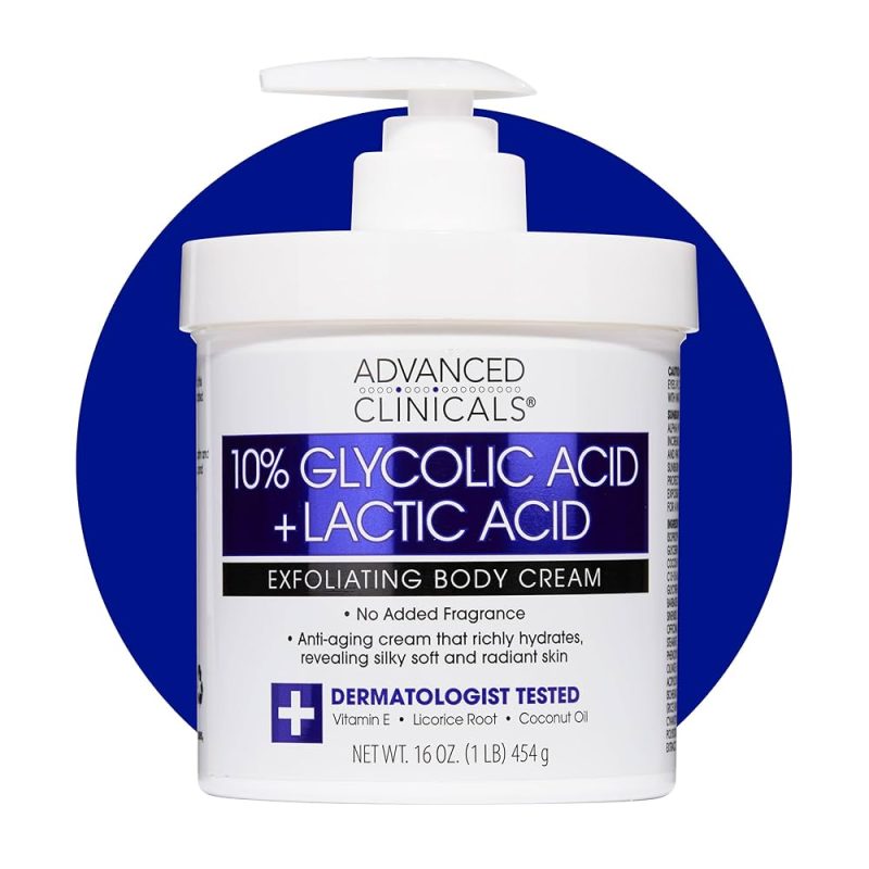 Advanced Clinicals 10% Glycolic + Lactic Acid Exfoliating Cream 16oz / 454g