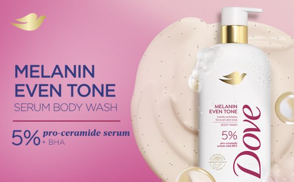 Dove Melanin Even Tone Body Wash - 5% pro-ceramide serum with BHA - 547ml (18.5 oz)